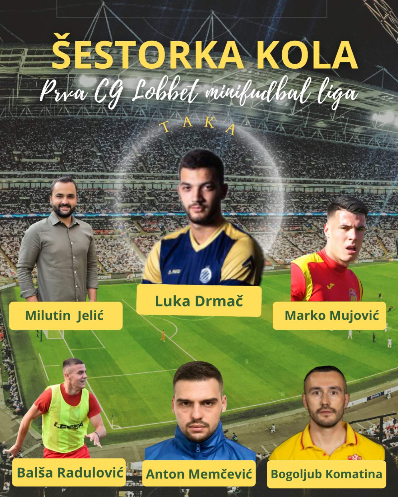 Izabrana je šestorka i igač 2. kola Prve CG Lobbet minifudbal lige