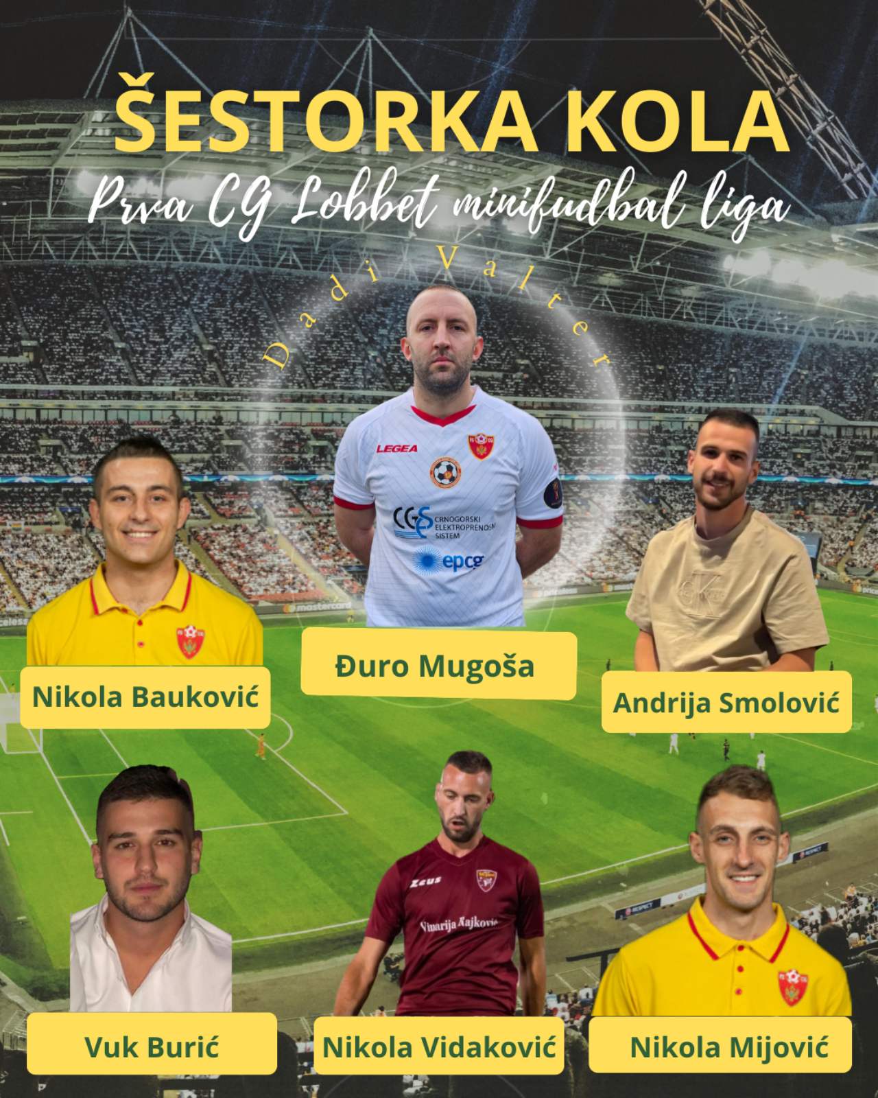 IZABRANA ŠESTORKA I IGRAČ KOLA PRVE CG LOBBET MINIFUDBAL LIGE