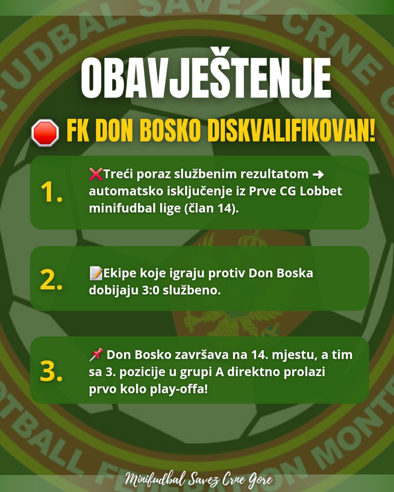 DISKVALIFIKACIJA IZ LIGE