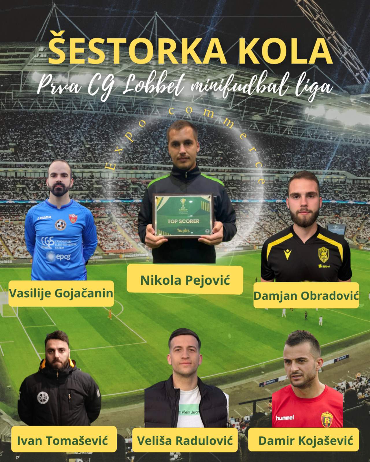 IZABRANA ŠESTORKA I IGRAČ KOLA PRVE CG LOBBET MINIFUDBAL LIGE
